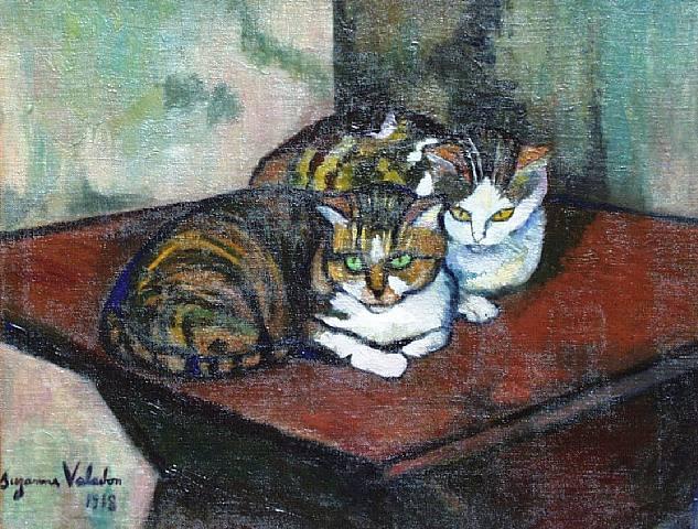 Wikioo.org - The Encyclopedia of Fine Arts - Painting, Artwork by Suzanne Valadon - Two cats