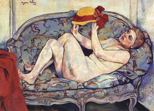 WikiOO.org - Encyclopedia of Fine Arts - Målning, konstverk Suzanne Valadon - Nude Reclining on a Sofa