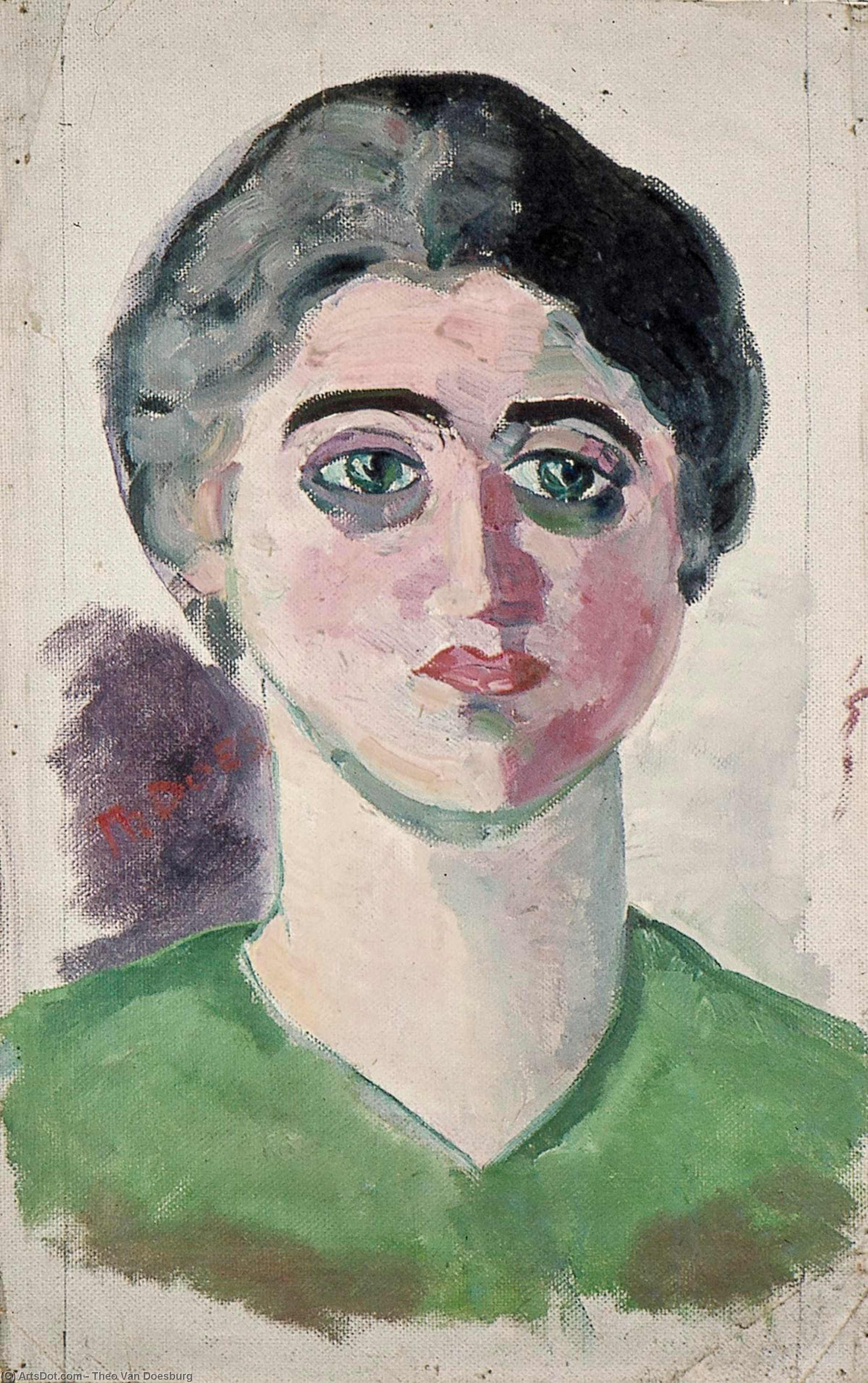 WikiOO.org - Енциклопедия за изящни изкуства - Живопис, Произведения на изкуството Theo Van Doesburg - Portrait of Lena Milius