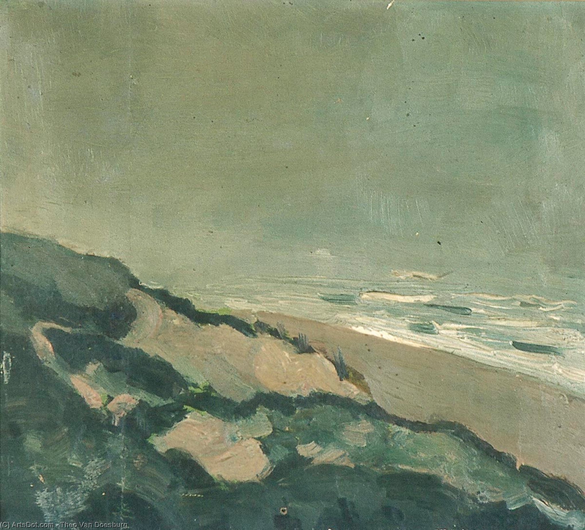 Wikioo.org - The Encyclopedia of Fine Arts - Painting, Artwork by Theo Van Doesburg - Dunes and sea
