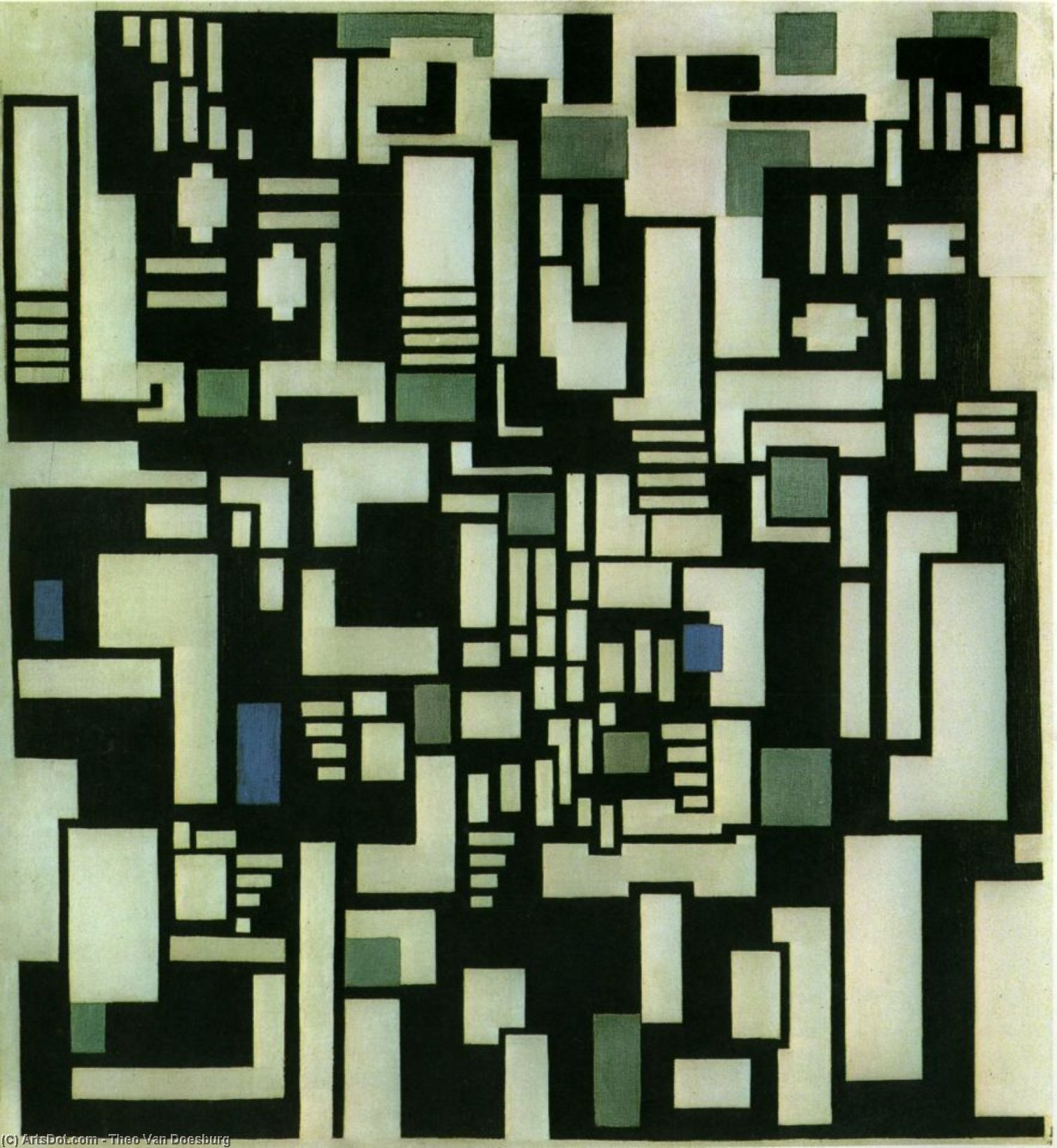 WikiOO.org - Enciklopedija dailės - Tapyba, meno kuriniai Theo Van Doesburg - Composition IX, opus 18, 1917