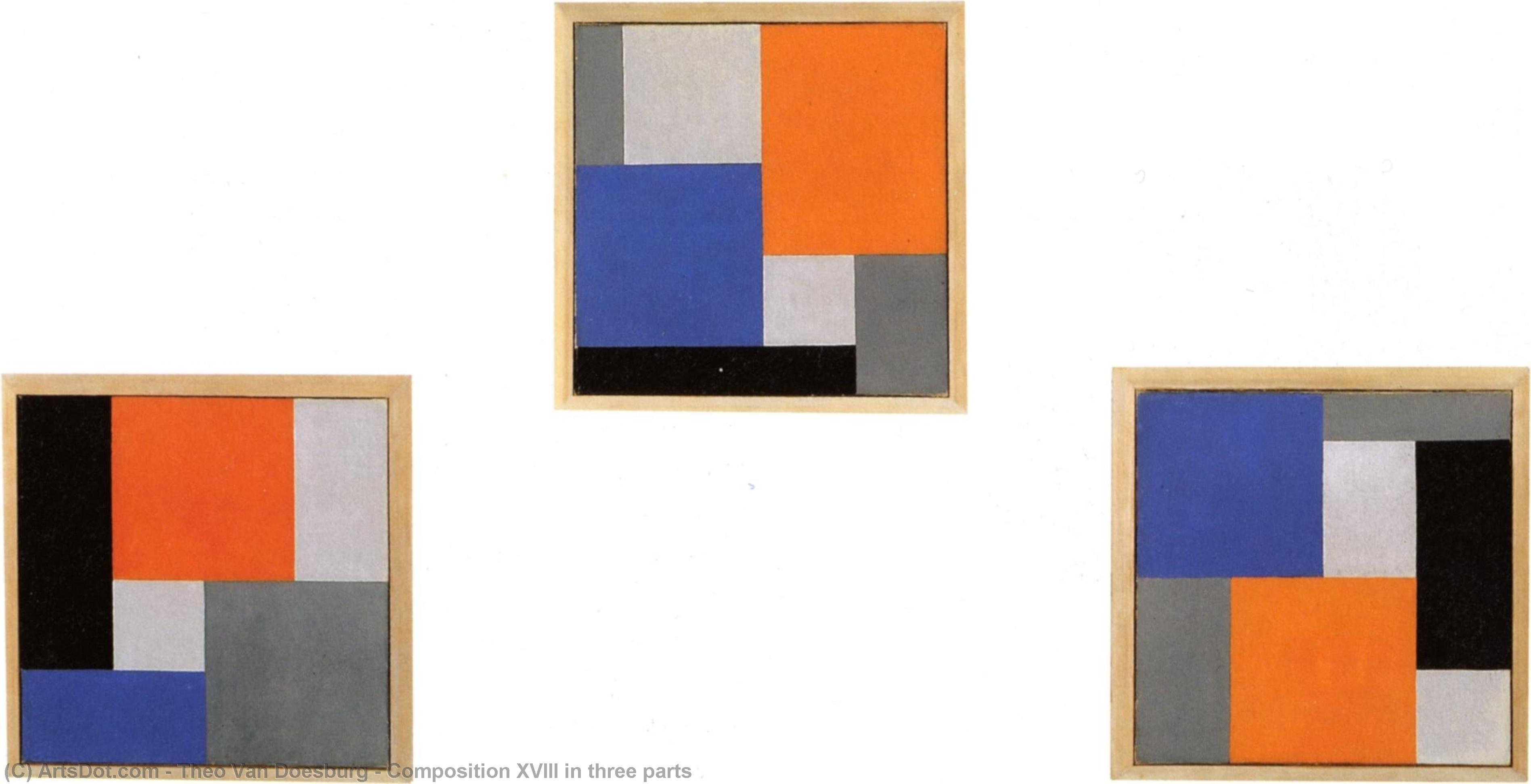 Wikioo.org - Bách khoa toàn thư về mỹ thuật - Vẽ tranh, Tác phẩm nghệ thuật Theo Van Doesburg - Composition XVIII in three parts