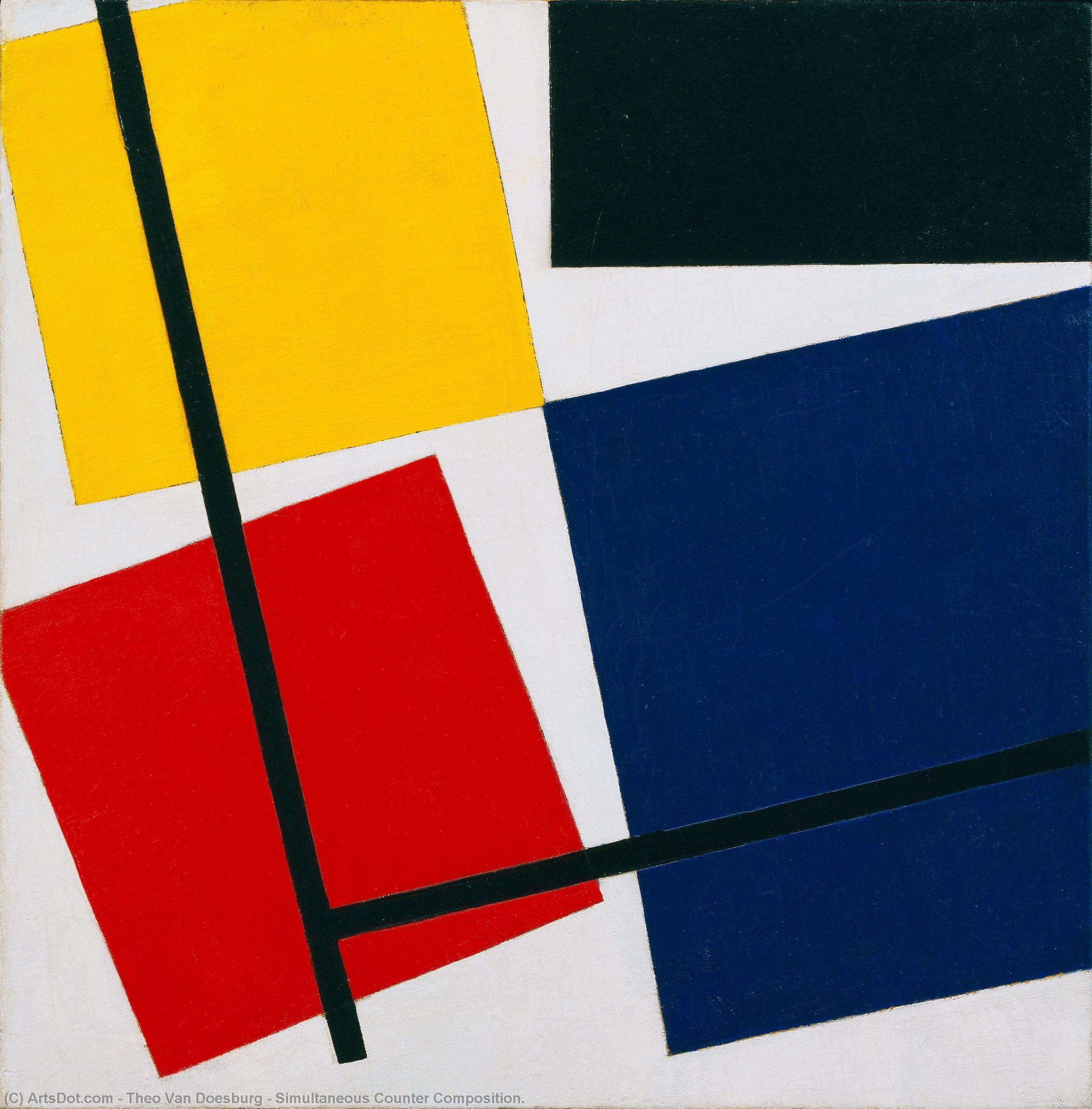 Wikioo.org - Bách khoa toàn thư về mỹ thuật - Vẽ tranh, Tác phẩm nghệ thuật Theo Van Doesburg - Simultaneous Counter Composition.