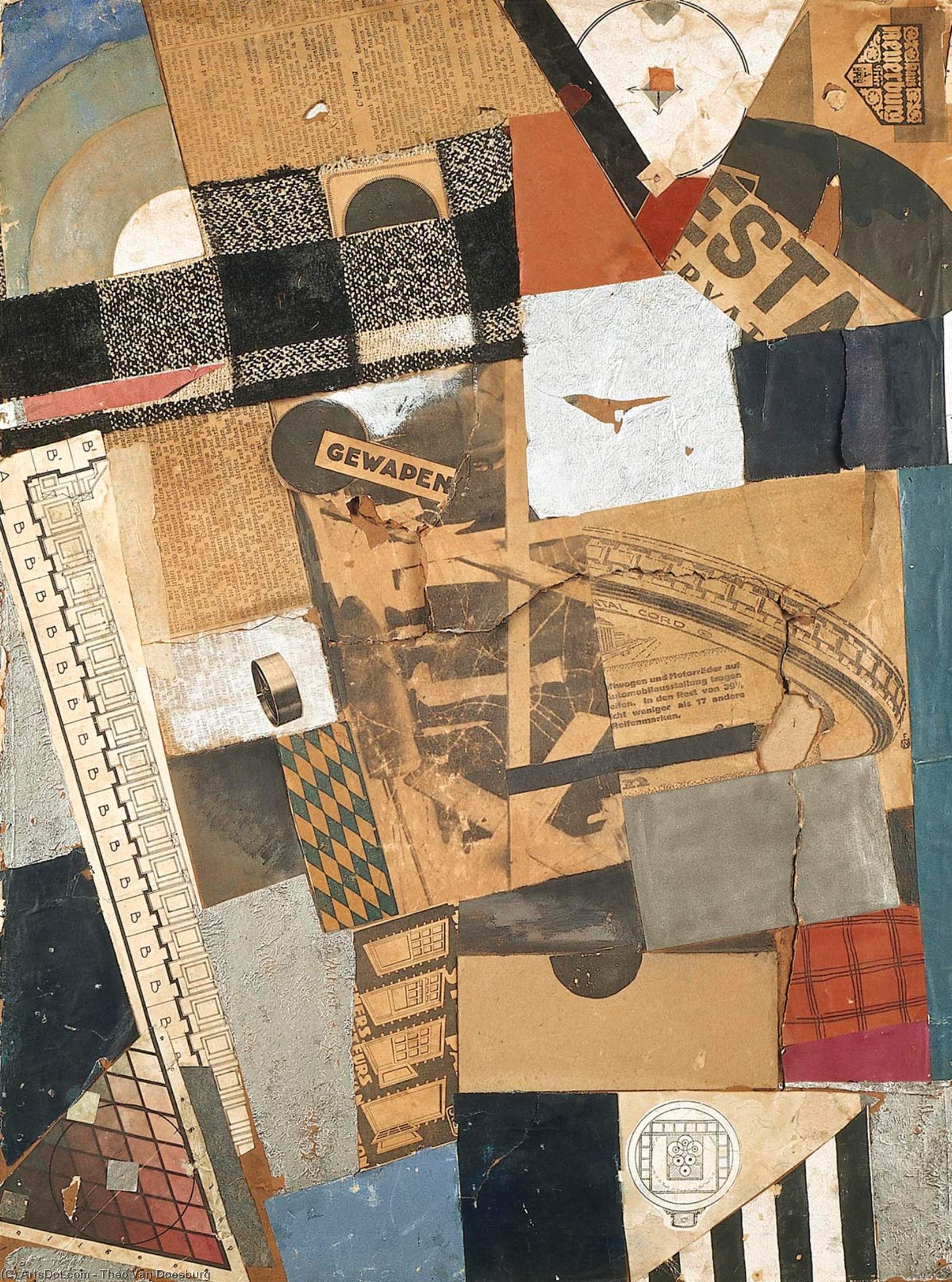 Wikioo.org - The Encyclopedia of Fine Arts - Painting, Artwork by Theo Van Doesburg - The denaturalized material. Destruction 2.