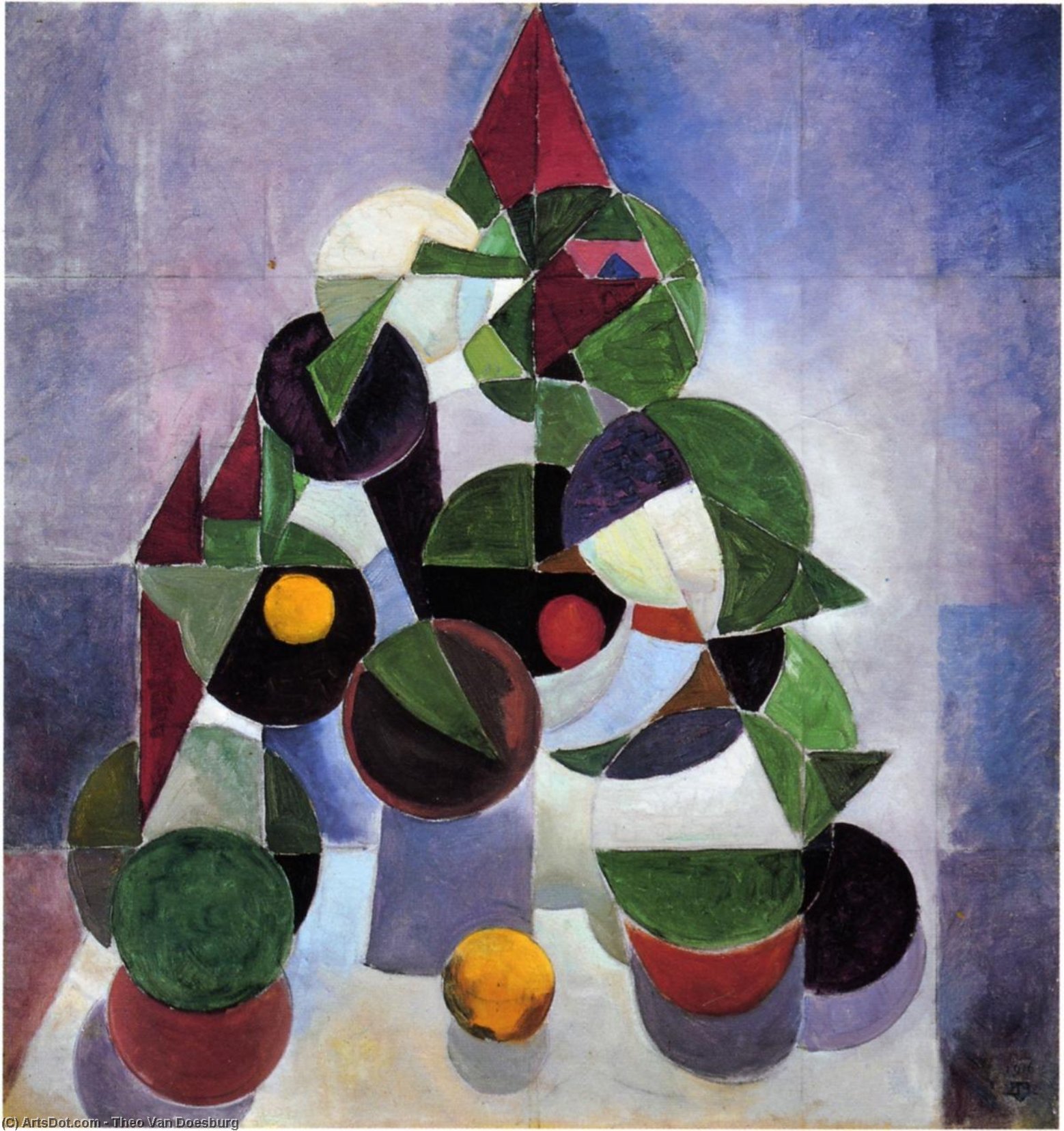 Wikioo.org - The Encyclopedia of Fine Arts - Painting, Artwork by Theo Van Doesburg - Composition I (Still life)