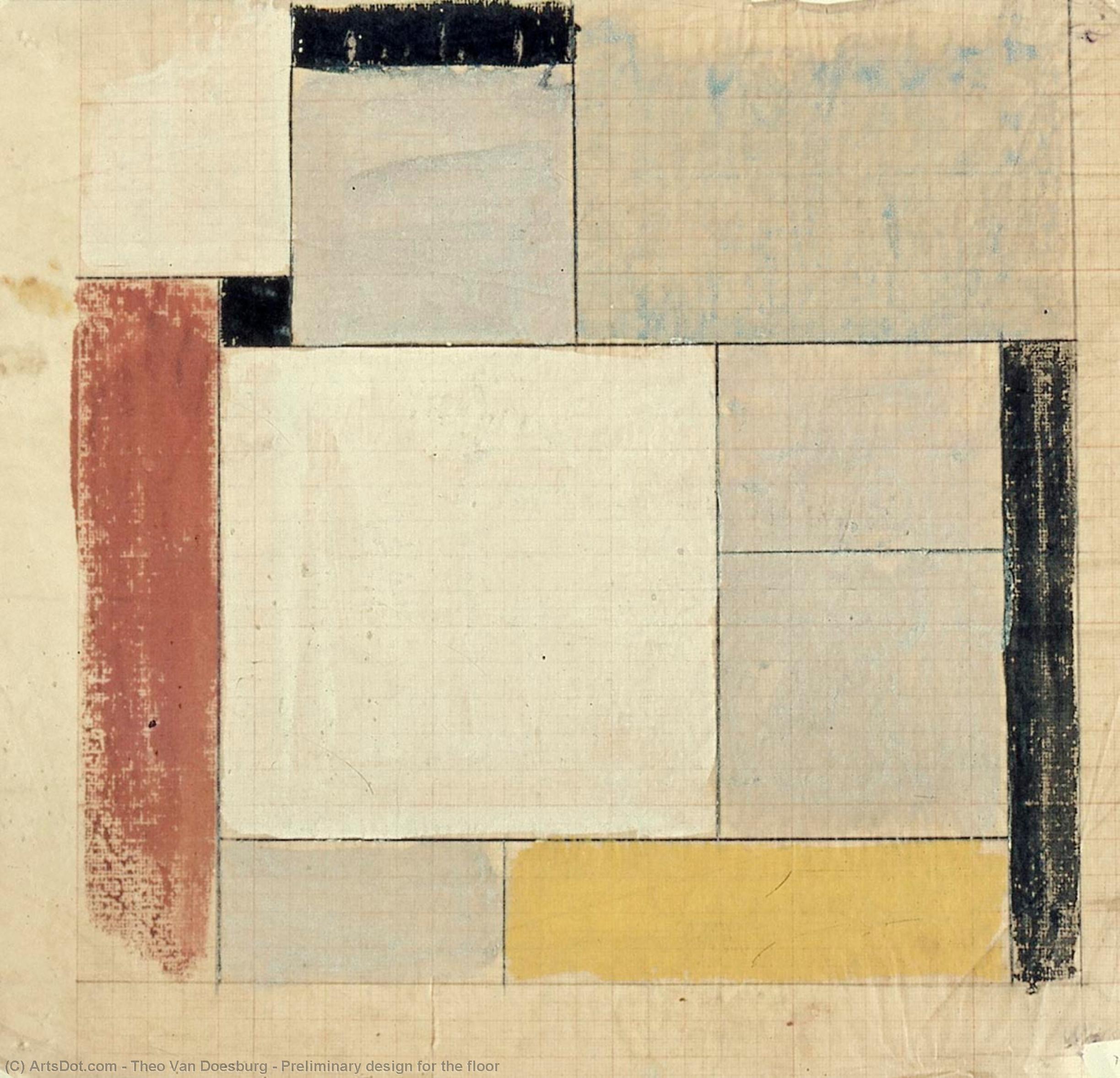 Wikioo.org - The Encyclopedia of Fine Arts - Painting, Artwork by Theo Van Doesburg - Preliminary design for the floor