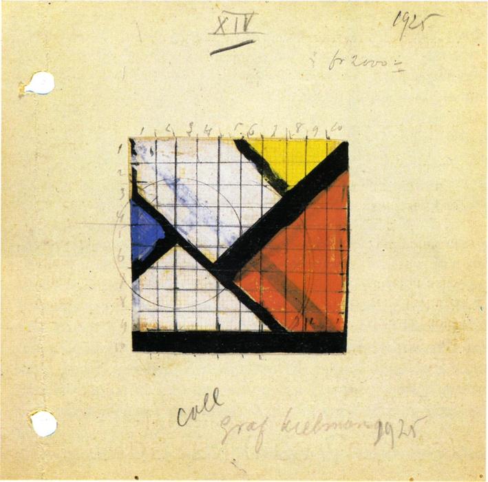 WikiOO.org - Encyclopedia of Fine Arts - Lukisan, Artwork Theo Van Doesburg - Study for Counter Composition XIV