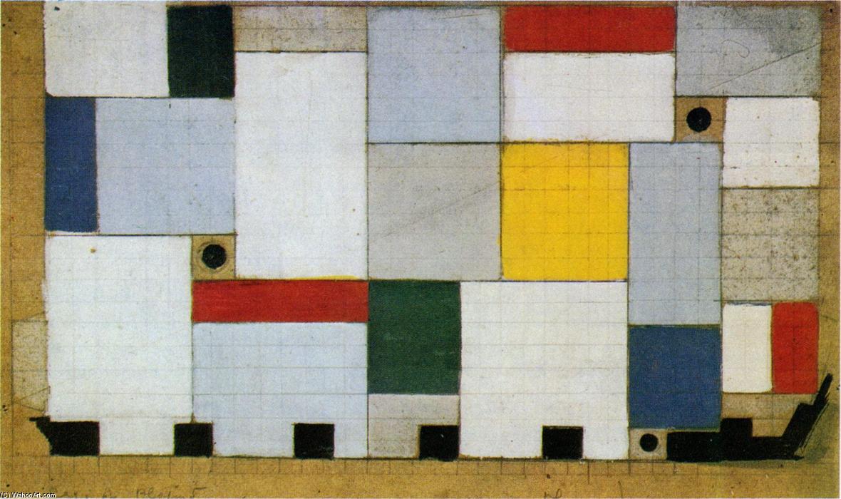 Wikioo.org - The Encyclopedia of Fine Arts - Painting, Artwork by Theo Van Doesburg - Color design for the ceiling of the Cafe Brasserie