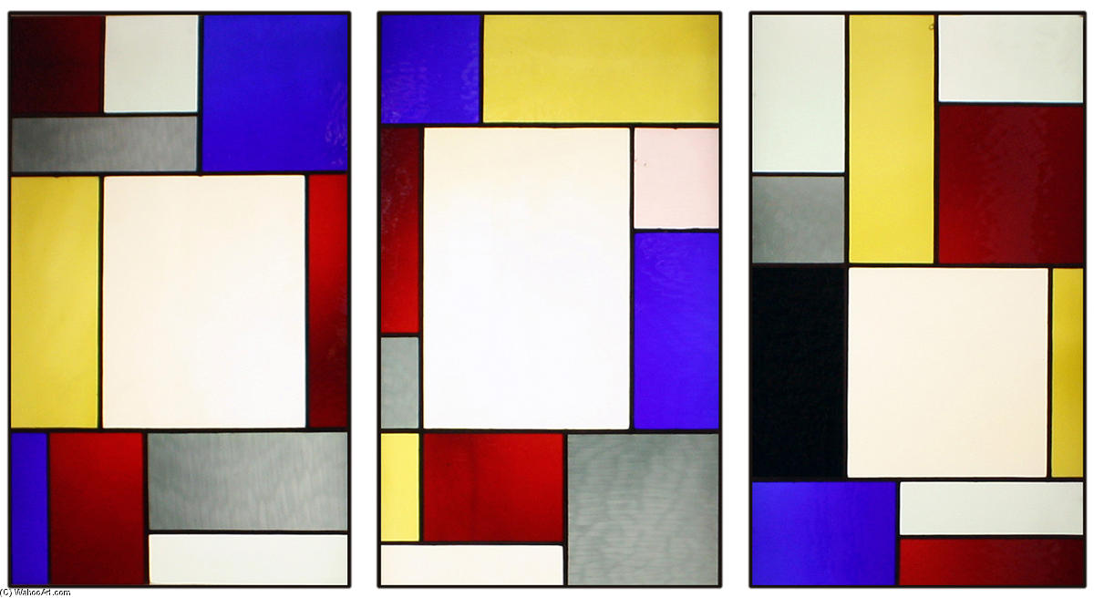 Wikioo.org - The Encyclopedia of Fine Arts - Painting, Artwork by Theo Van Doesburg - Tripartite stained glass window