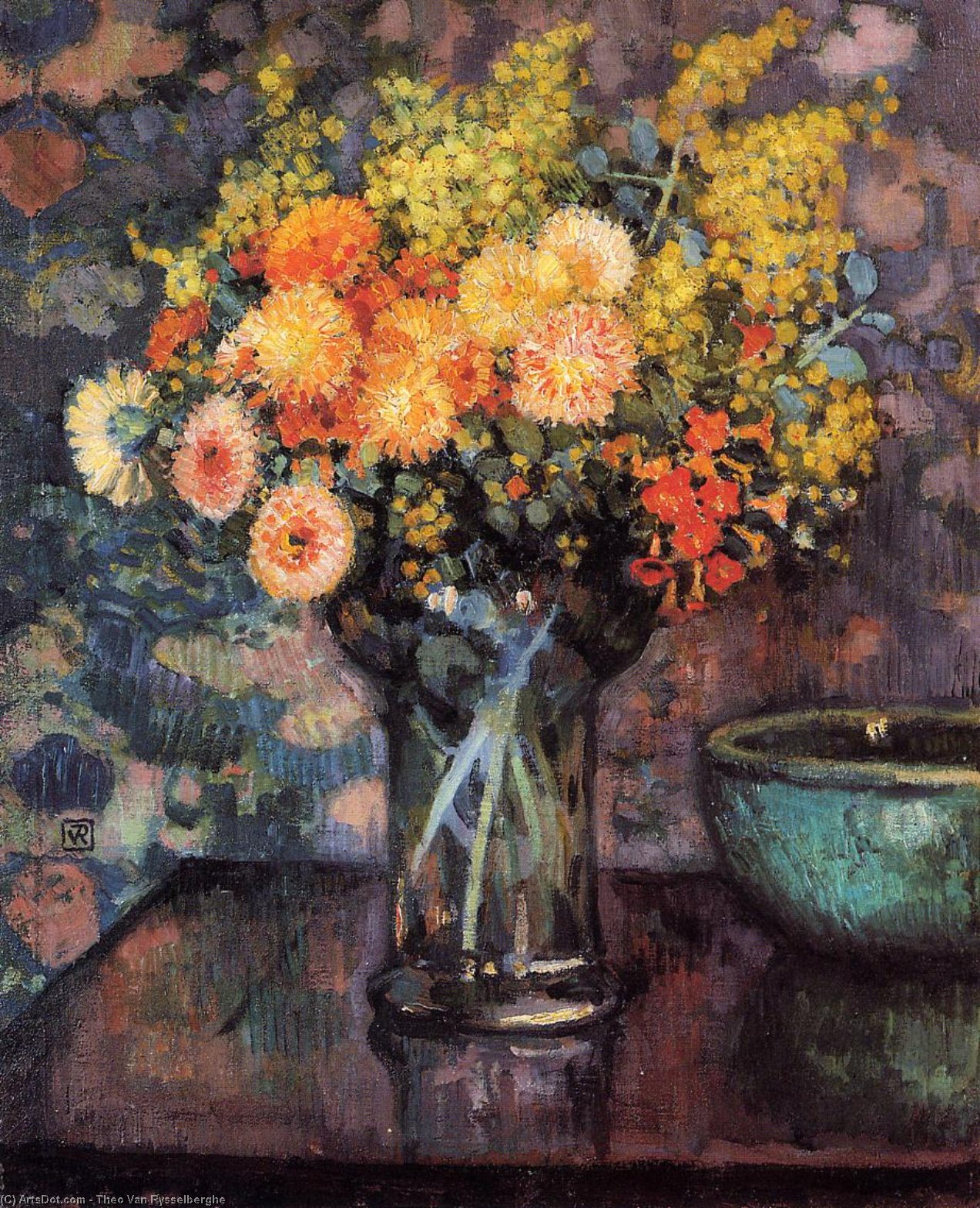 WikiOO.org - Εγκυκλοπαίδεια Καλών Τεχνών - Ζωγραφική, έργα τέχνης Theo Van Rysselberghe - Vase of Flowers