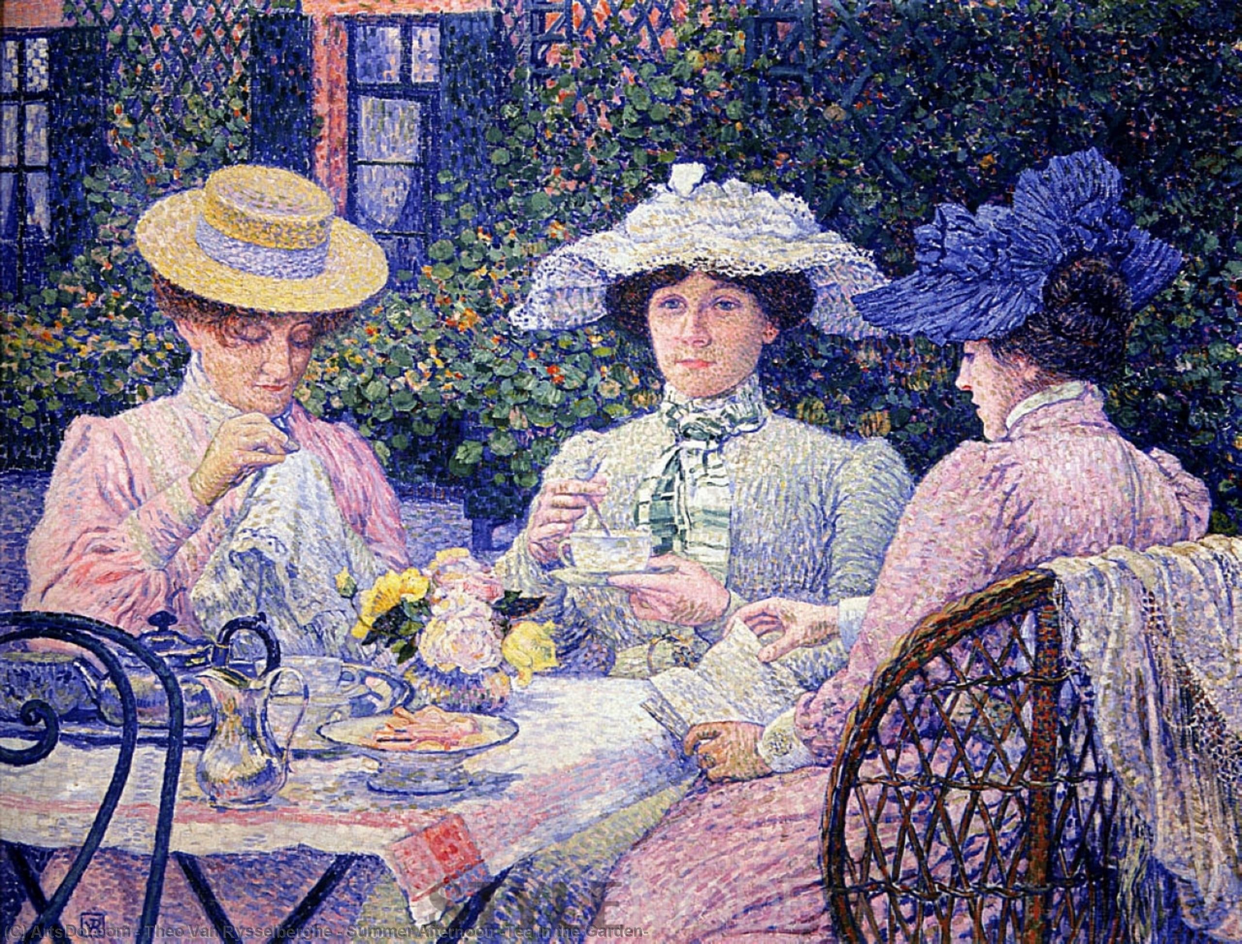 Wikioo.org – L'Enciclopedia delle Belle Arti - Pittura, Opere di Theo Van Rysselberghe - estate pomeriggio tè  come  dopodomani  giardino
