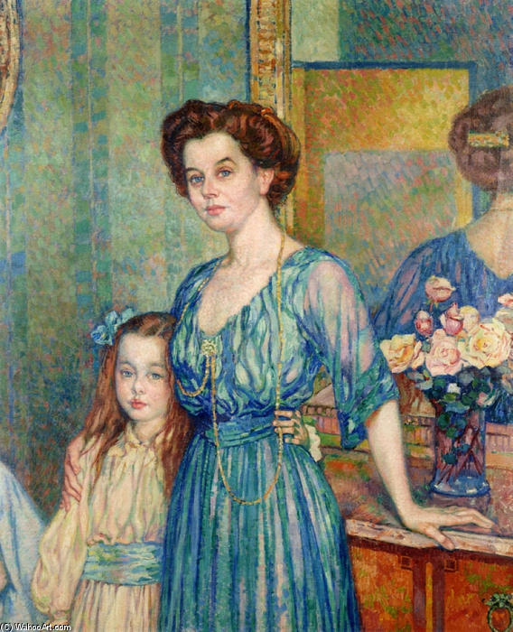 Wikioo.org - The Encyclopedia of Fine Arts - Painting, Artwork by Theo Van Rysselberghe - Madame Von Bodenhausen with her daughter Luli