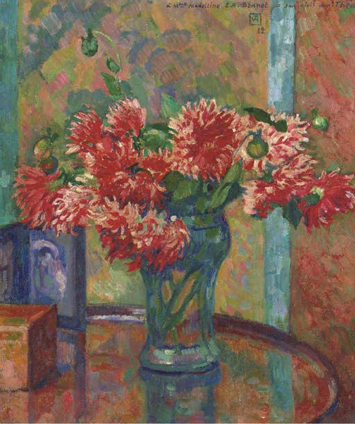Wikioo.org - The Encyclopedia of Fine Arts - Painting, Artwork by Theo Van Rysselberghe - Dahlias (to Mme Madeleine E.R Bonnet)