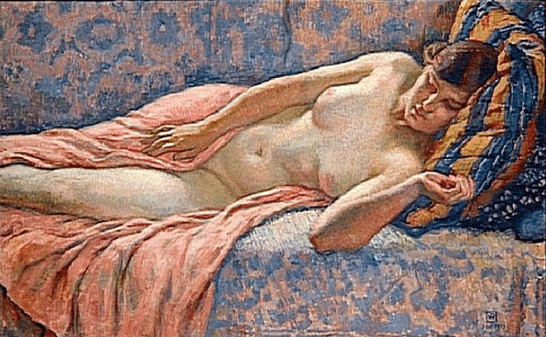 Wikoo.org - موسوعة الفنون الجميلة - اللوحة، العمل الفني Theo Van Rysselberghe - Etude of Female Nude