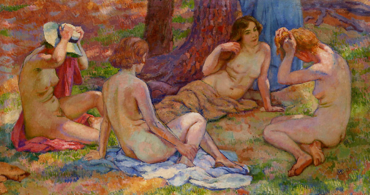 WikiOO.org - Encyclopedia of Fine Arts - Maleri, Artwork Theo Van Rysselberghe - Four Bathers