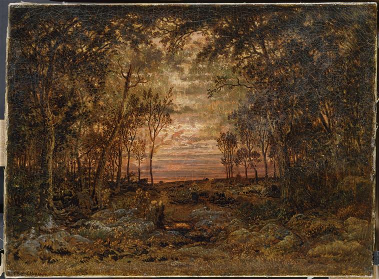 Wikioo.org - The Encyclopedia of Fine Arts - Painting, Artwork by Theodore Robinson - Sunset in the forest
