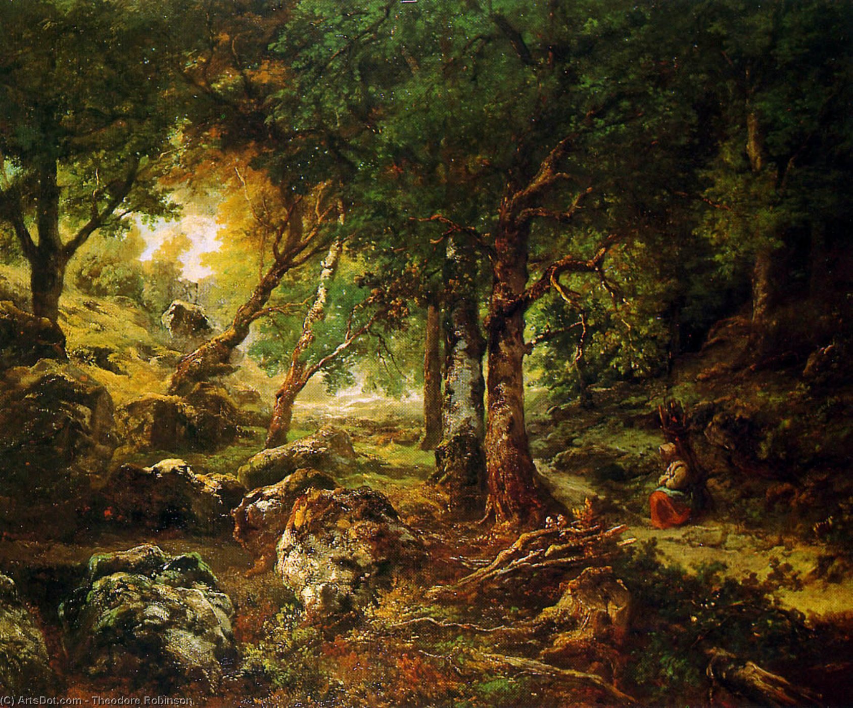 Wikioo.org – La Enciclopedia de las Bellas Artes - Pintura, Obras de arte de Theodore Robinson - bosque paisaje gafasoscuras