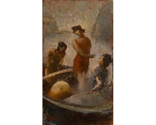 Wikioo.org - The Encyclopedia of Fine Arts - Painting, Artwork by Theophrastos Triantafyllidis - Bathers on the boat