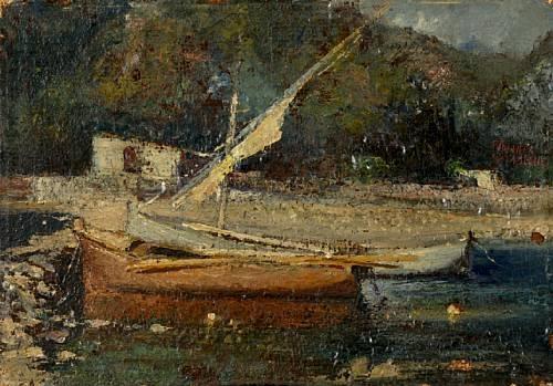 Wikioo.org - The Encyclopedia of Fine Arts - Painting, Artwork by Theophrastos Triantafyllidis - Boats at shore