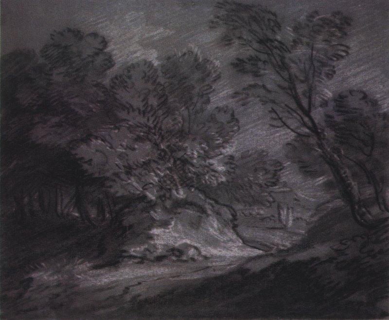 WikiOO.org - Encyclopedia of Fine Arts - Lukisan, Artwork Thomas Gainsborough - Forest landsape with mountain