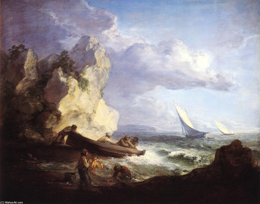 Wikioo.org - The Encyclopedia of Fine Arts - Painting, Artwork by Thomas Gainsborough - Seashore with Fishermen