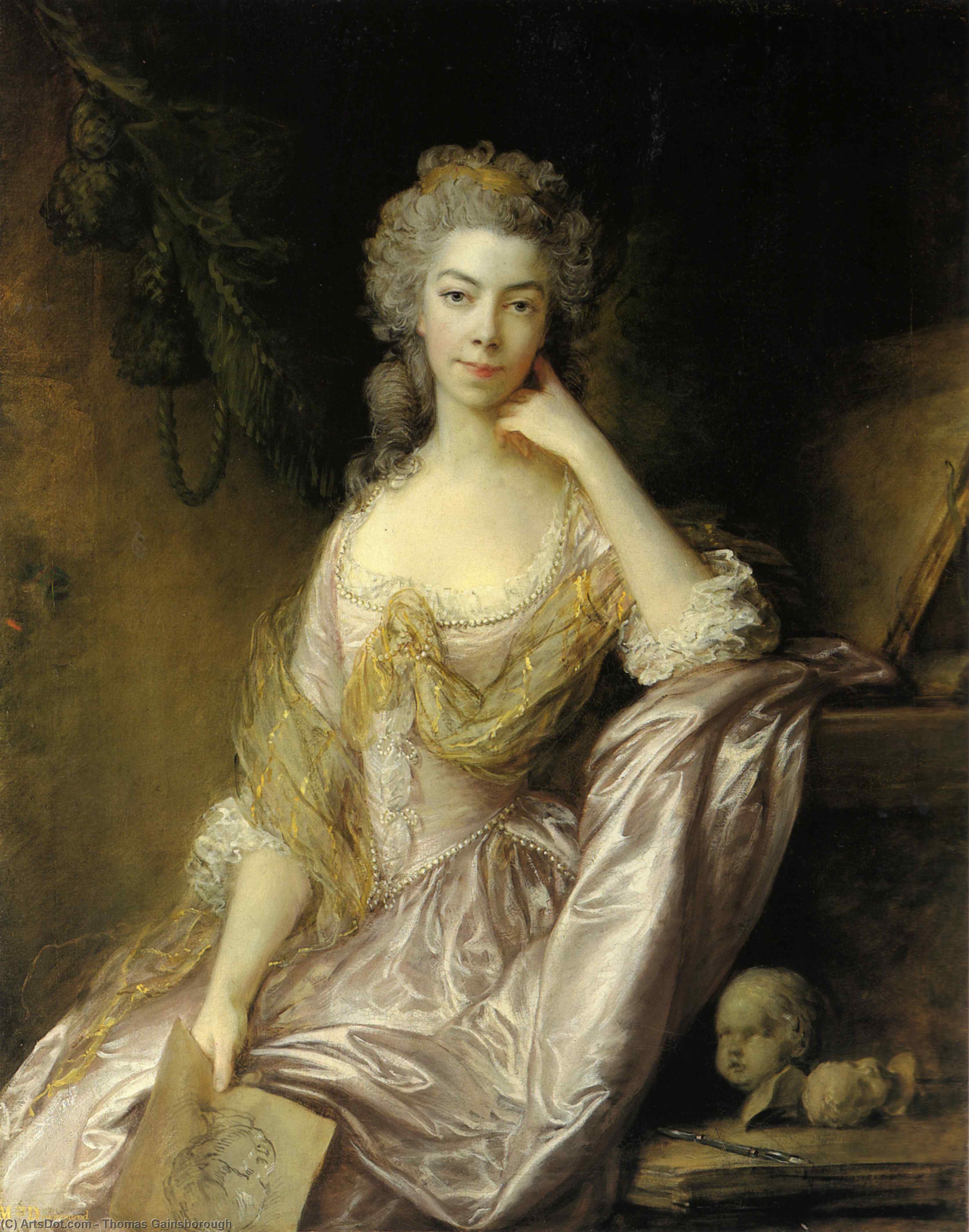 Wikoo.org - موسوعة الفنون الجميلة - اللوحة، العمل الفني Thomas Gainsborough - Portrait of Mrs. Drummond