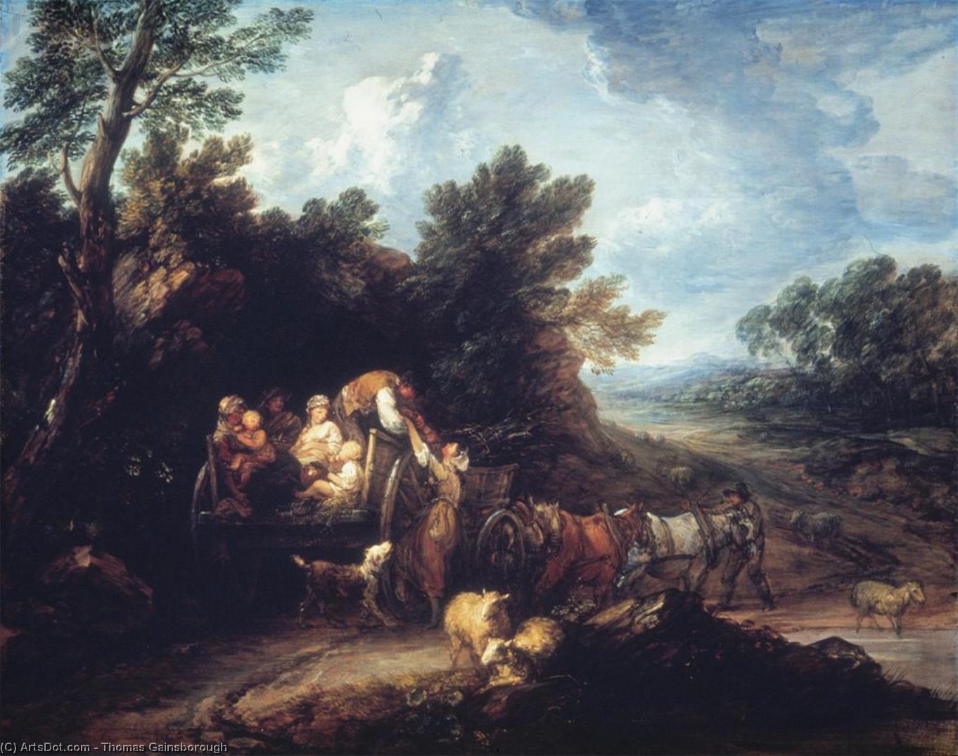 Wikoo.org - موسوعة الفنون الجميلة - اللوحة، العمل الفني Thomas Gainsborough - The Harvest Wagon