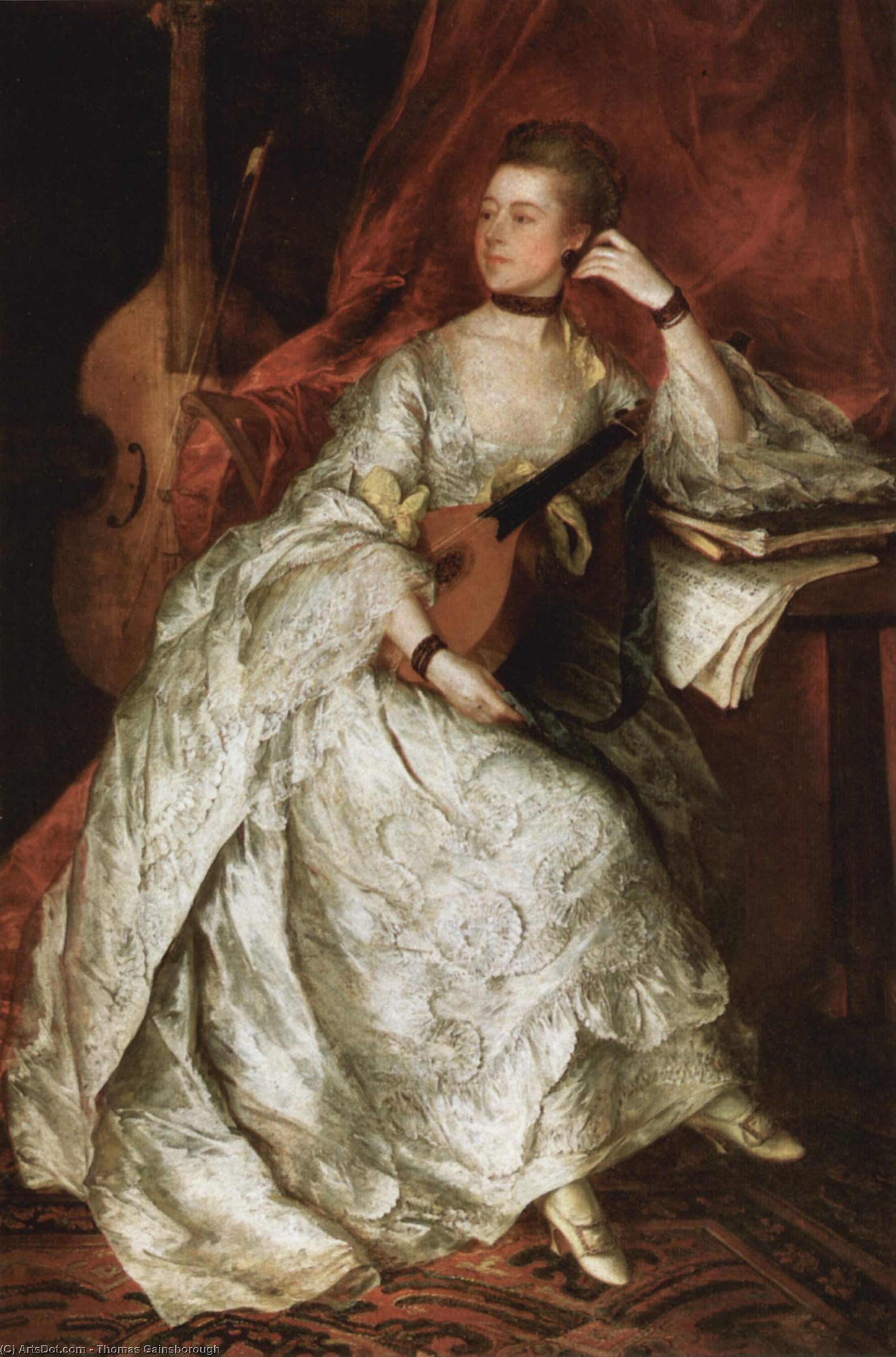 Wikoo.org - موسوعة الفنون الجميلة - اللوحة، العمل الفني Thomas Gainsborough - Portrait of Ann Ford (later Mrs. Thicknesse)