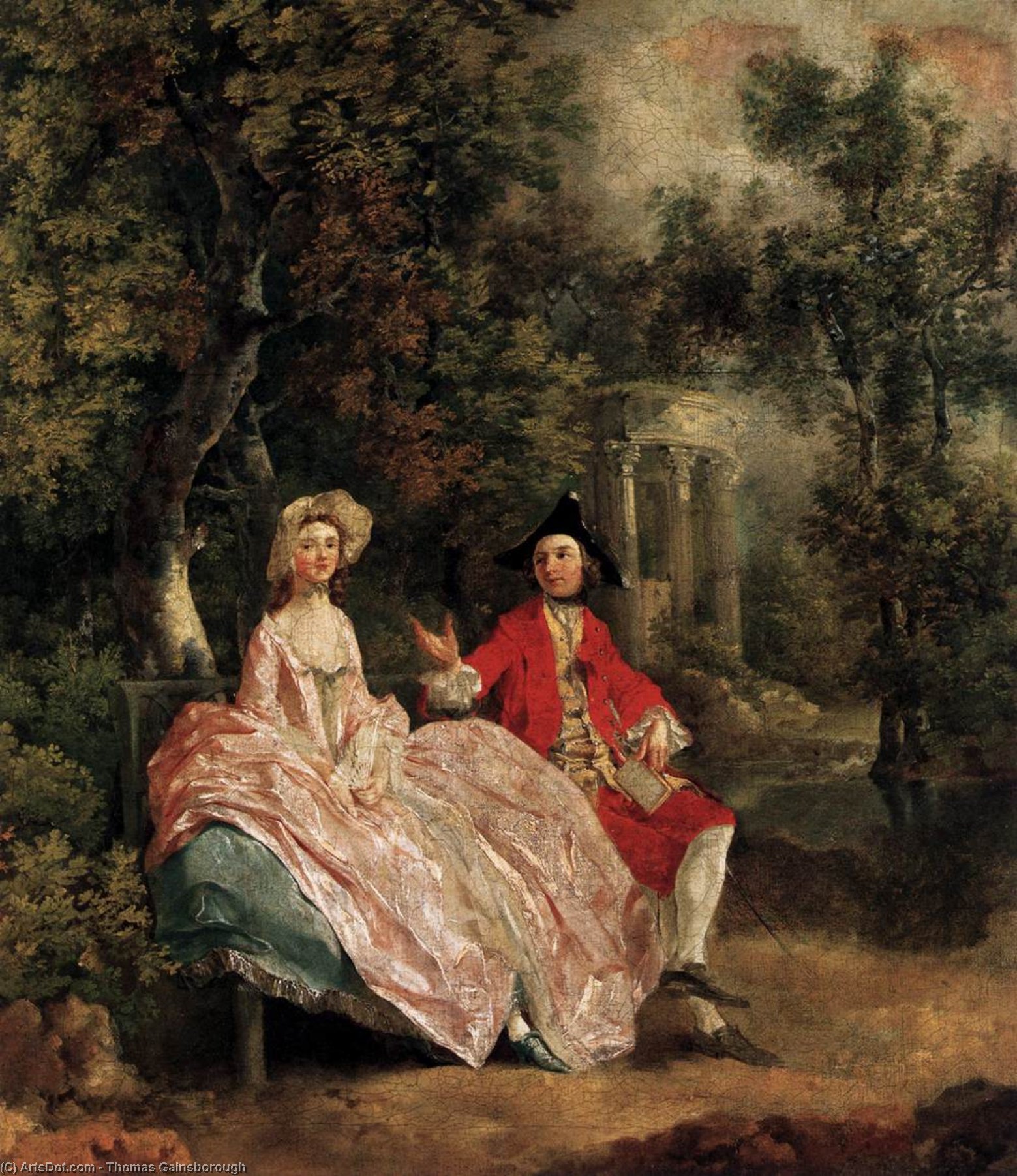 Wikioo.org – La Enciclopedia de las Bellas Artes - Pintura, Obras de arte de Thomas Gainsborough - conversación en un parque