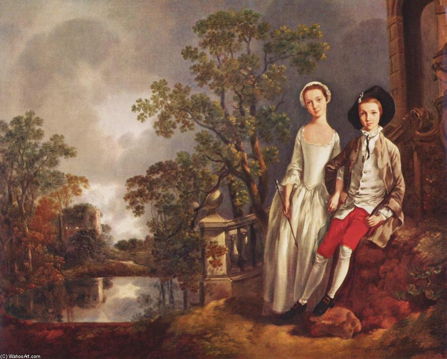 WikiOO.org - Enciklopedija dailės - Tapyba, meno kuriniai Thomas Gainsborough - Portrait of Heneage Lloyd and his Sister, Lucy