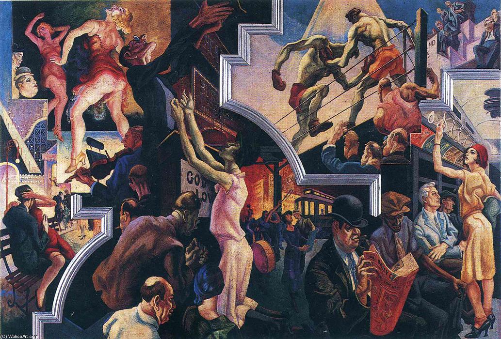 Wikioo.org - The Encyclopedia of Fine Arts - Painting, Artwork by Thomas Hart Benton - City Activities with Subway