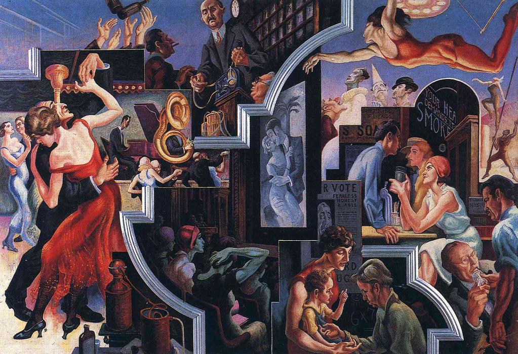 Wikioo.org - The Encyclopedia of Fine Arts - Painting, Artwork by Thomas Hart Benton - City Activities with Dance Hall