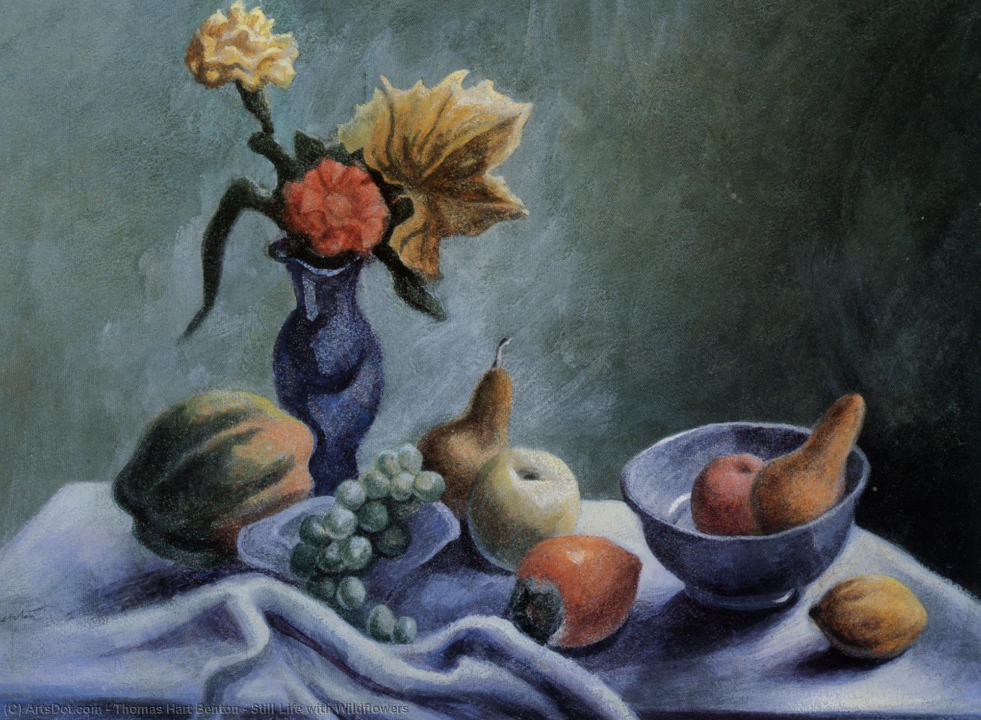 WikiOO.org - Encyclopedia of Fine Arts - Lukisan, Artwork Thomas Hart Benton - Still Life with Wildflowers