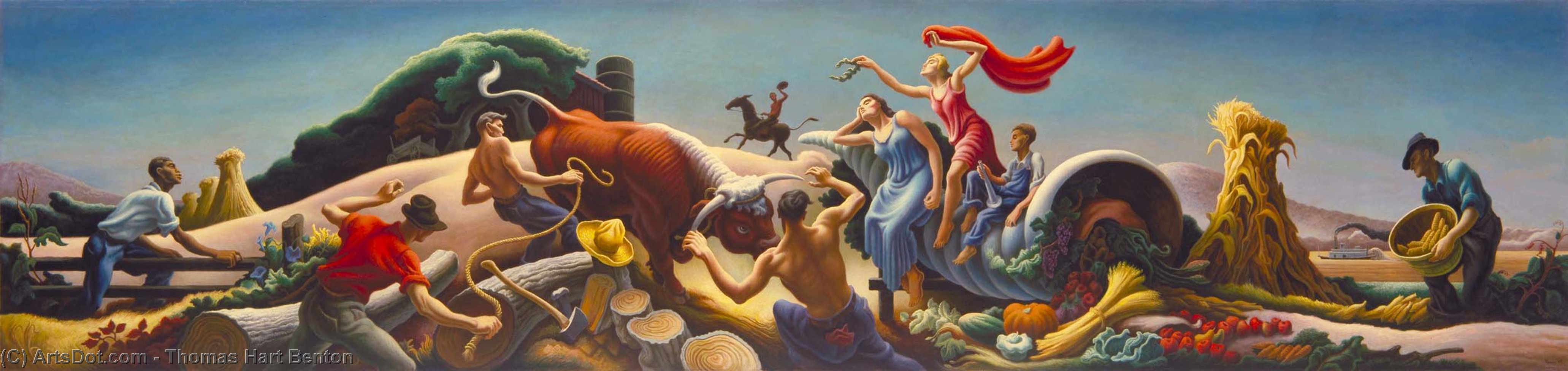 Wikioo.org - The Encyclopedia of Fine Arts - Painting, Artwork by Thomas Hart Benton - Achelous and Hercules