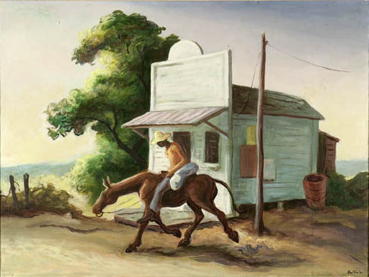 Wikoo.org - موسوعة الفنون الجميلة - اللوحة، العمل الفني Thomas Hart Benton - Boy on a Mule