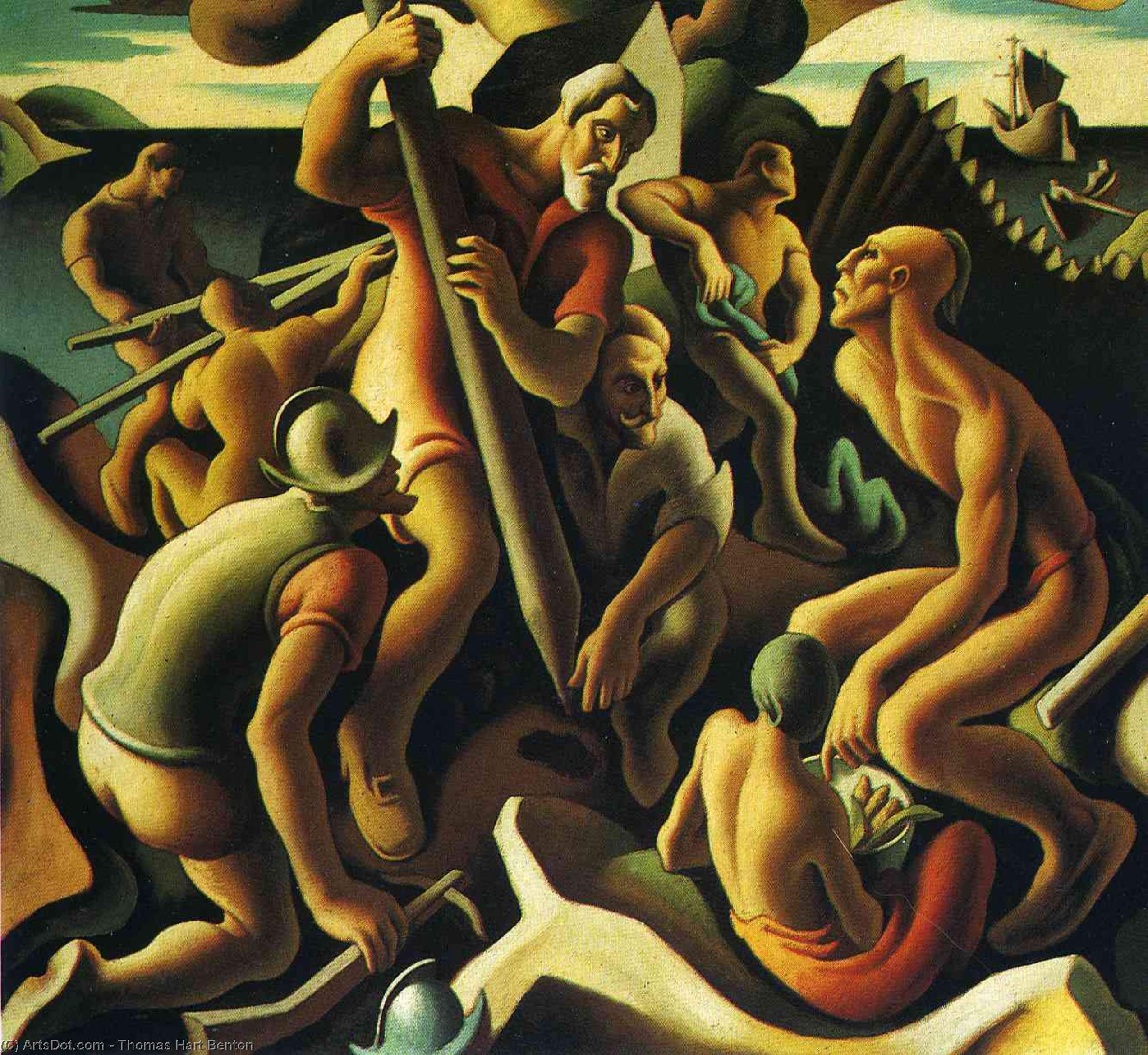 Wikioo.org - The Encyclopedia of Fine Arts - Painting, Artwork by Thomas Hart Benton - First Chapter. The American Historical Epic Palisades