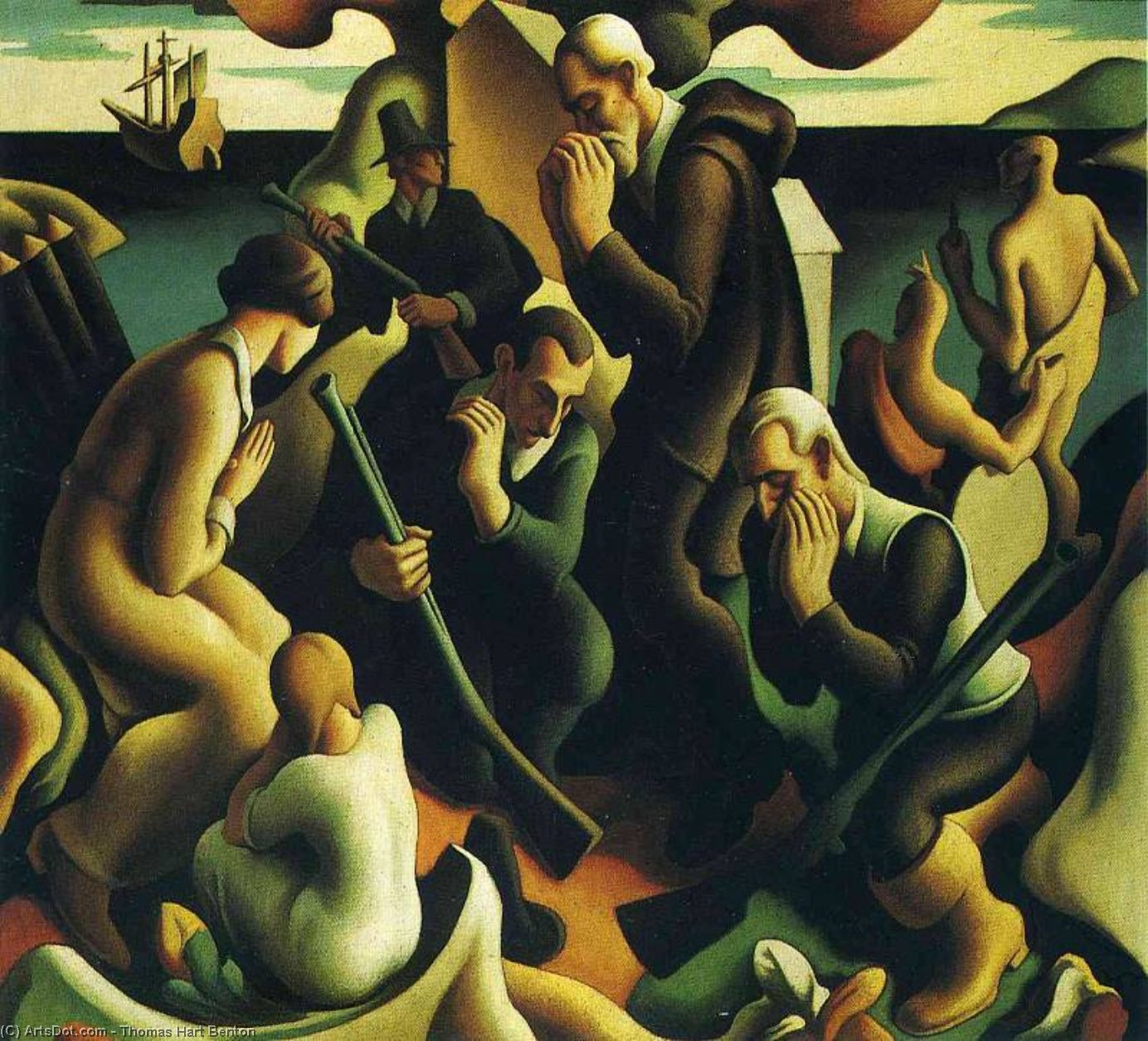 Wikioo.org - The Encyclopedia of Fine Arts - Painting, Artwork by Thomas Hart Benton - First Chapter. The American Historical Epic Prayer