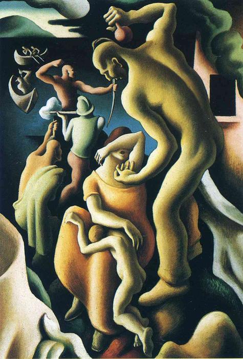Wikioo.org - The Encyclopedia of Fine Arts - Painting, Artwork by Thomas Hart Benton - First Chapter. The American Historical Epic Retribution