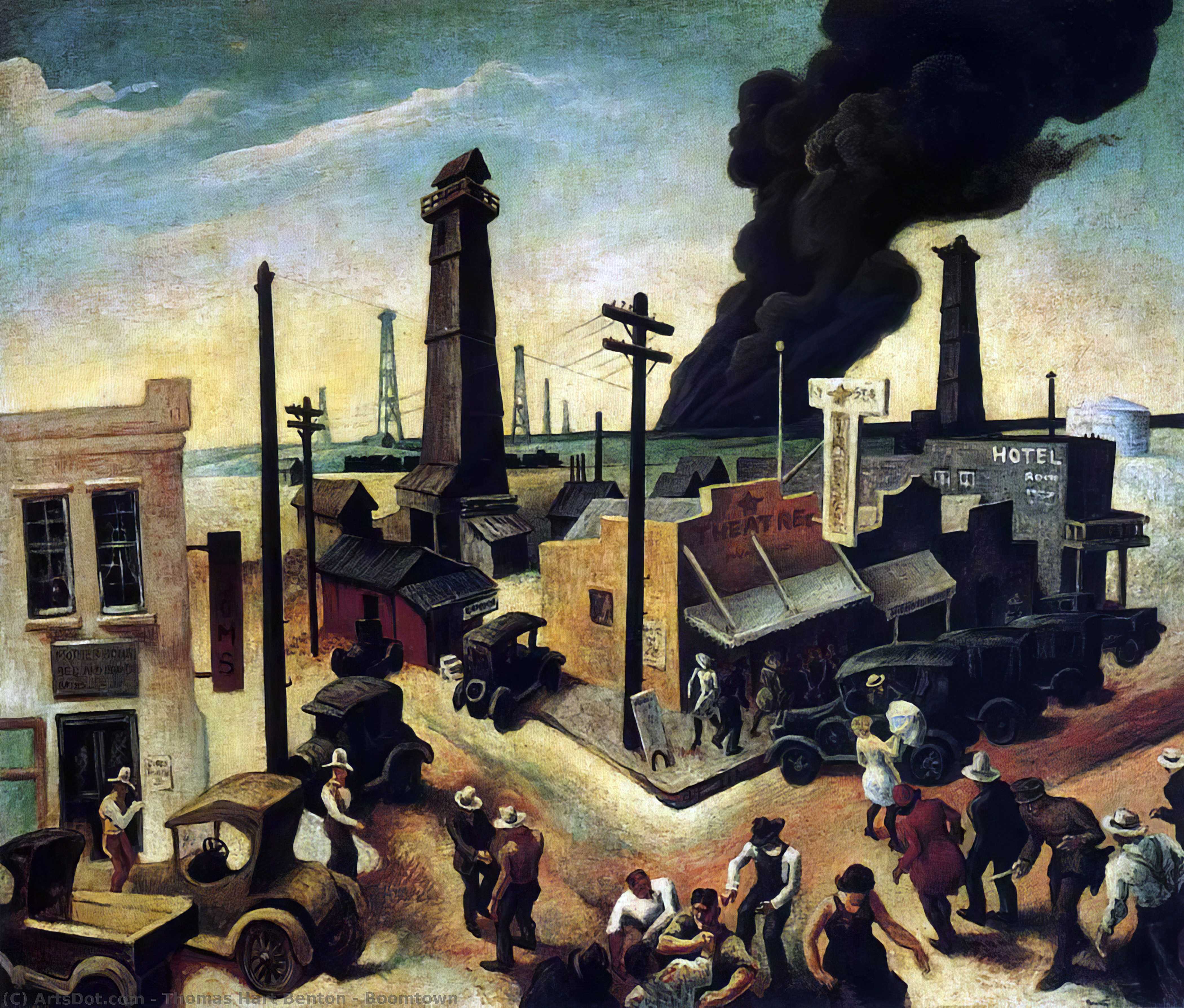 Wikioo.org - The Encyclopedia of Fine Arts - Painting, Artwork by Thomas Hart Benton - Boomtown