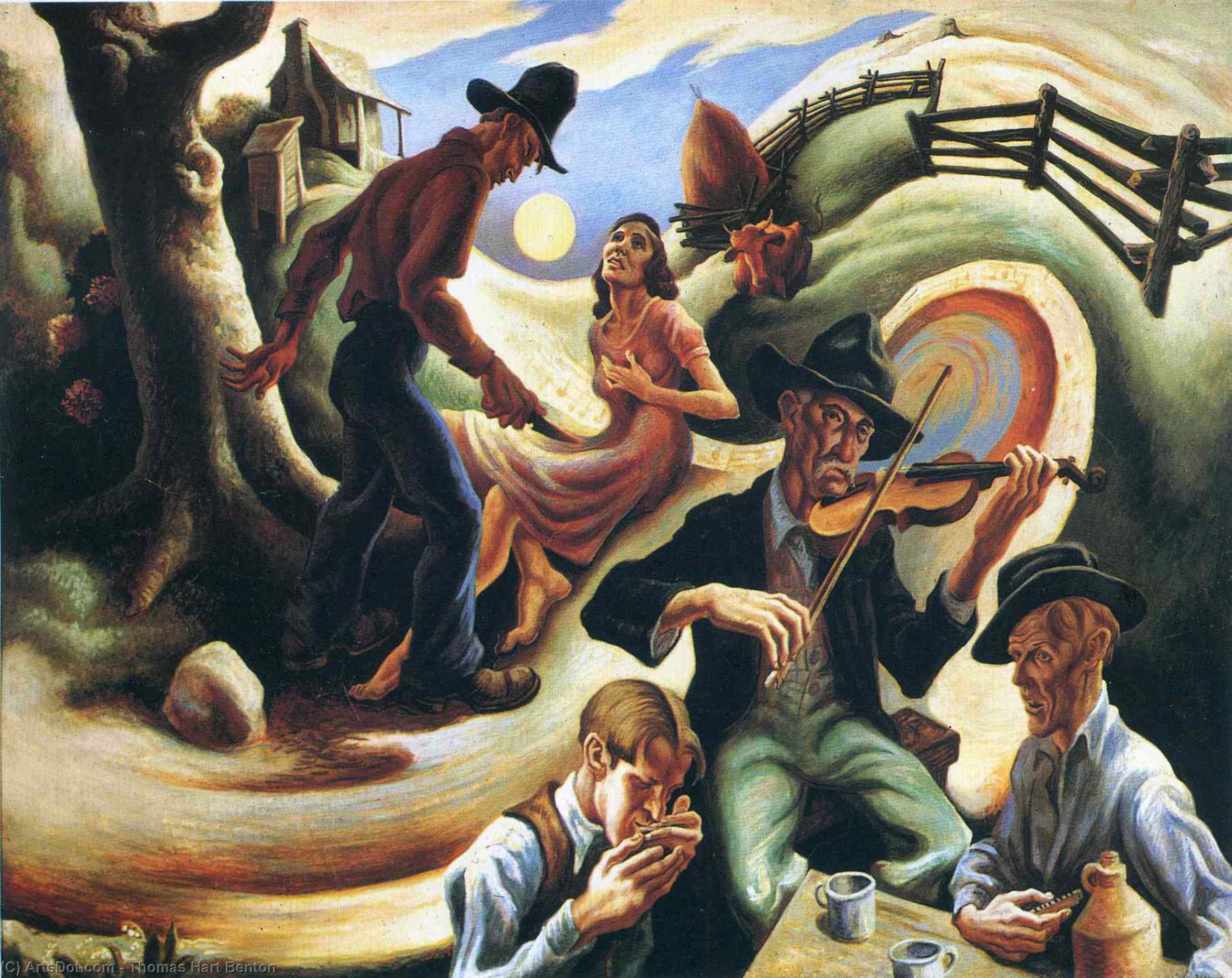 Wikioo.org - The Encyclopedia of Fine Arts - Painting, Artwork by Thomas Hart Benton - The Ballad of the Jealous Lover of Lone Green Valley
