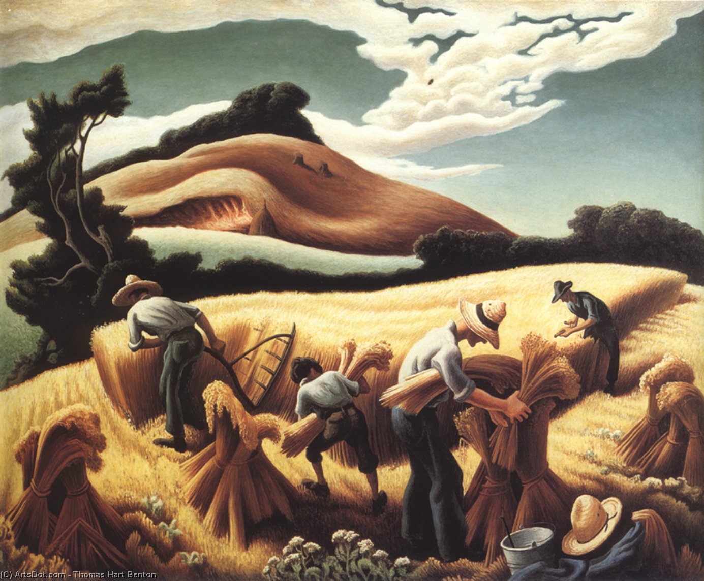 WikiOO.org - Encyclopedia of Fine Arts - Festés, Grafika Thomas Hart Benton - Cradling Wheat