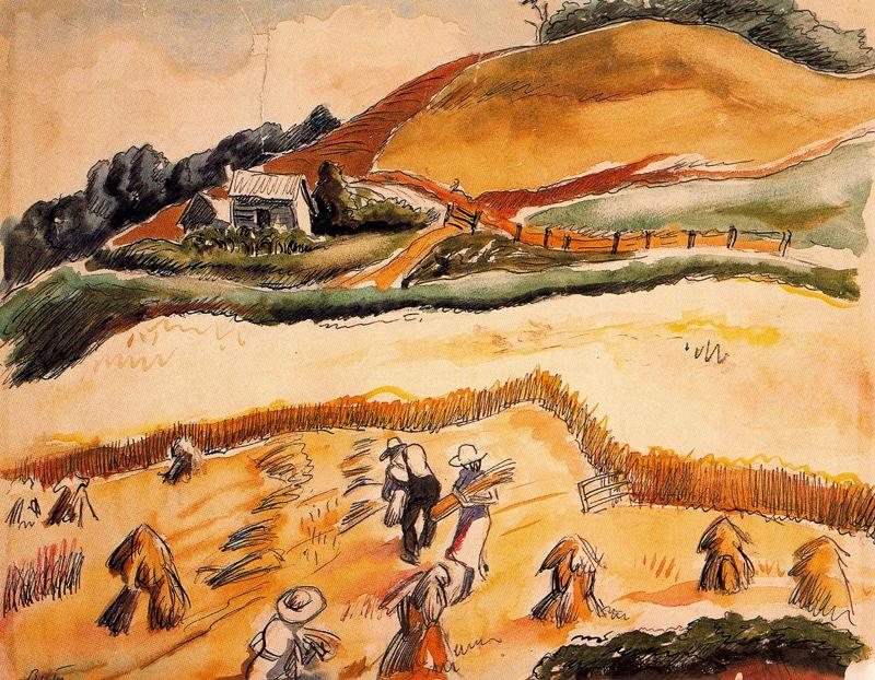 WikiOO.org - Encyclopedia of Fine Arts - Maleri, Artwork Thomas Hart Benton - Cutting Hay