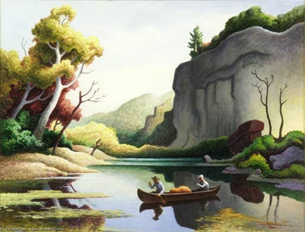 WikiOO.org - Εγκυκλοπαίδεια Καλών Τεχνών - Ζωγραφική, έργα τέχνης Thomas Hart Benton - Ozark Reflections