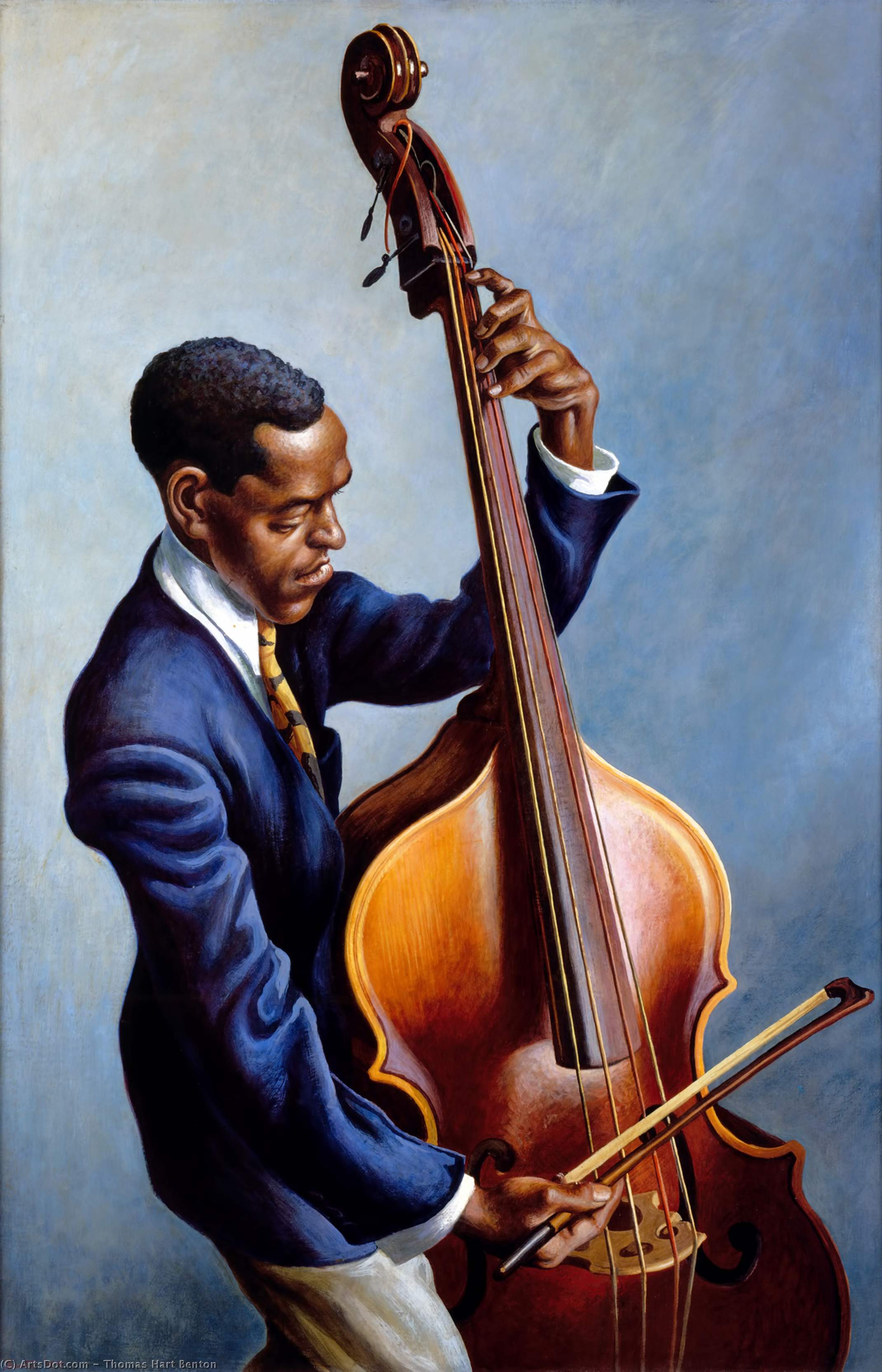 WikiOO.org - Encyclopedia of Fine Arts - Maleri, Artwork Thomas Hart Benton - Portrait of a Musician