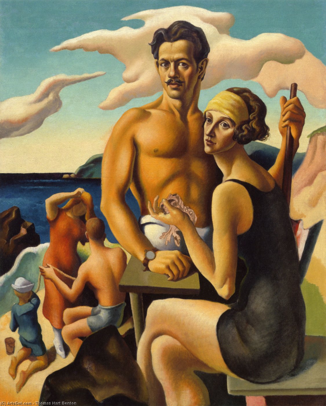 WikiOO.org - Encyclopedia of Fine Arts - Maleri, Artwork Thomas Hart Benton - Self-Portrait with Rita