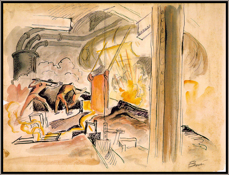 WikiOO.org - Encyclopedia of Fine Arts - Målning, konstverk Thomas Hart Benton - The Blast Furnace