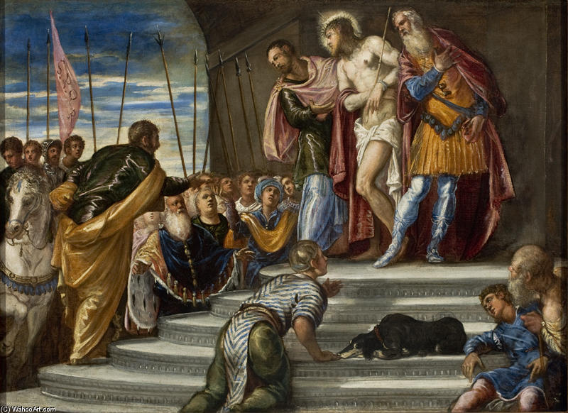 Wikioo.org - The Encyclopedia of Fine Arts - Painting, Artwork by Tintoretto (Jacopo Comin) - Ecce Homo(Pontius Pilate Presenting Christ to the Crowd)