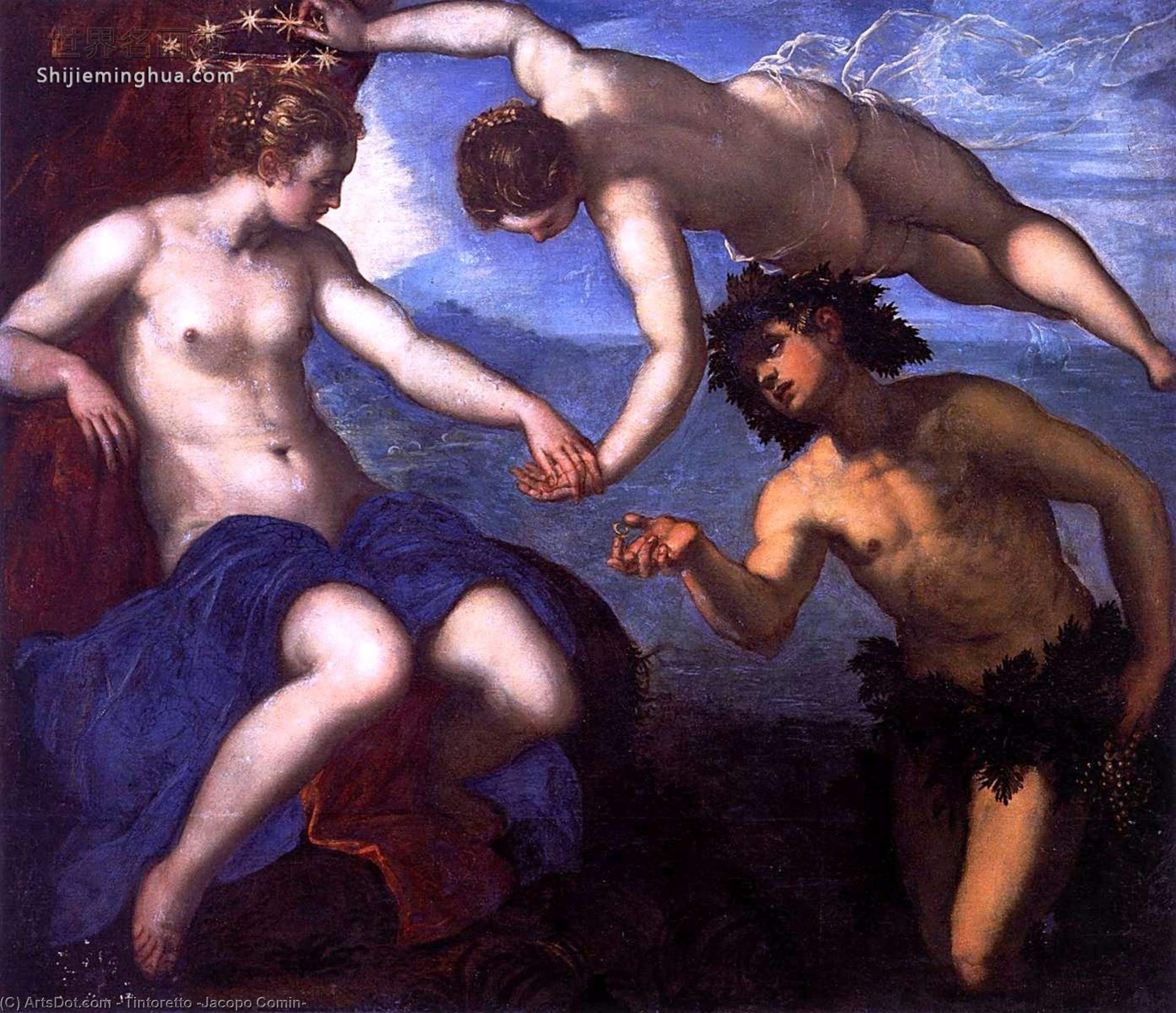 Wikioo.org – La Enciclopedia de las Bellas Artes - Pintura, Obras de arte de Tintoretto (Jacopo Comin) - Baco y Ariadna