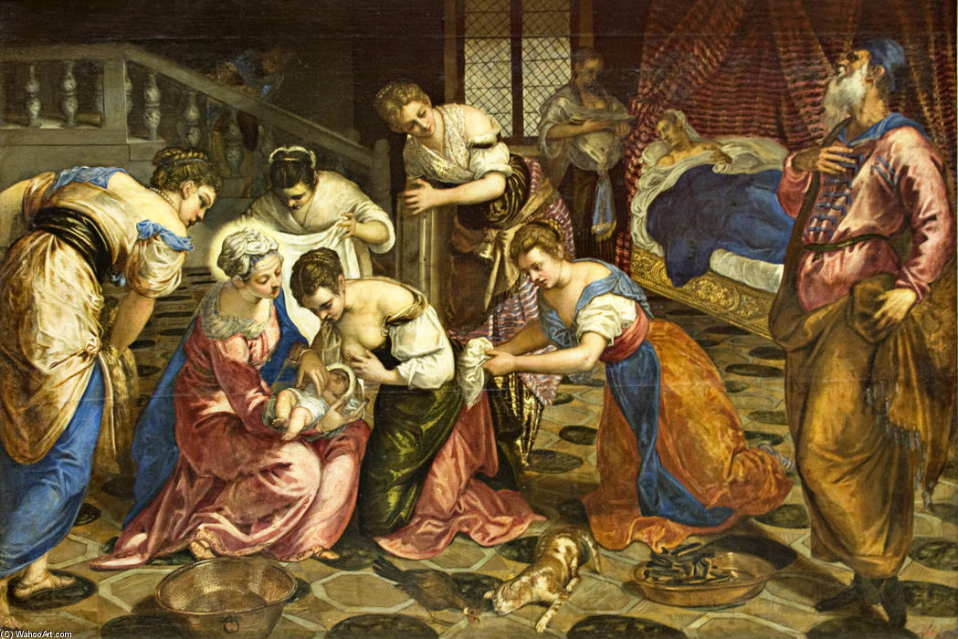 WikiOO.org - Энциклопедия изобразительного искусства - Живопись, Картины  Tintoretto (Jacopo Comin) - Рождение самого  Джон  тот  Баптист