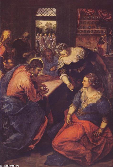 Wikioo.org - The Encyclopedia of Fine Arts - Painting, Artwork by Tintoretto (Jacopo Comin) - Christ with Mary and Martha